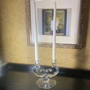 Beautiful Crystal double Candlestick with White/Ivory Candles